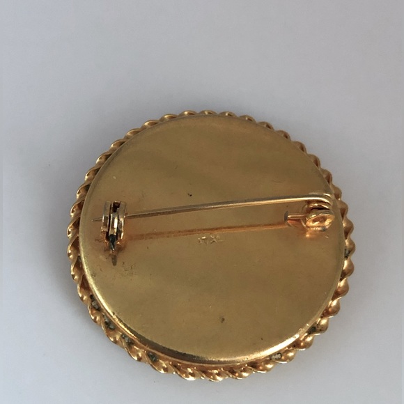 Vintage Hand Painted Ceramic Oval Floral Flowers Brooch Made In Italy - Picture 3 of 4